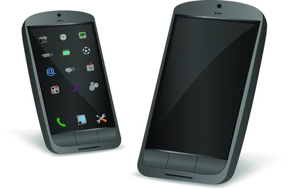 Smartphone Negro Ilustración Vectorial Colorido — Vector de stock