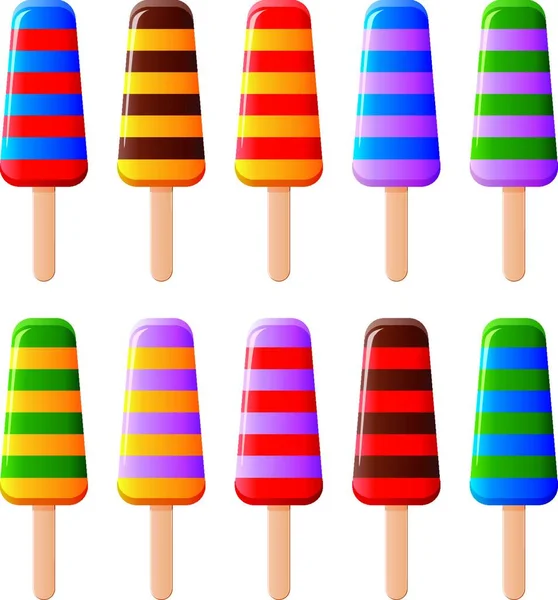 Illustration Vectorielle Popsicles Colorées — Image vectorielle