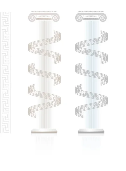 Ionic Columns Greek Key Pattern — Stock Vector