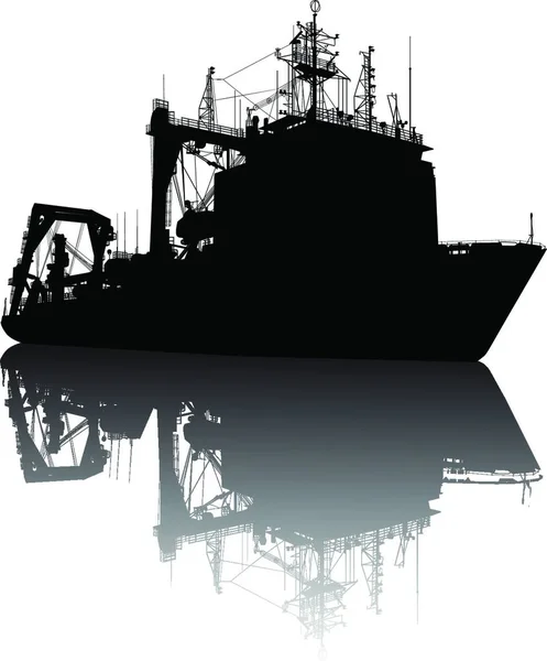 Statek Sylwetka Wektor Ilustracja — Wektor stockowy