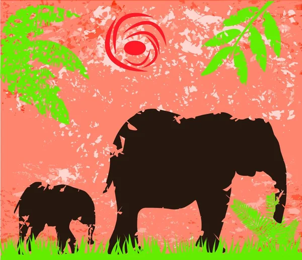 Animales Africanos Sabana Ilustración Colorida — Archivo Imágenes Vectoriales