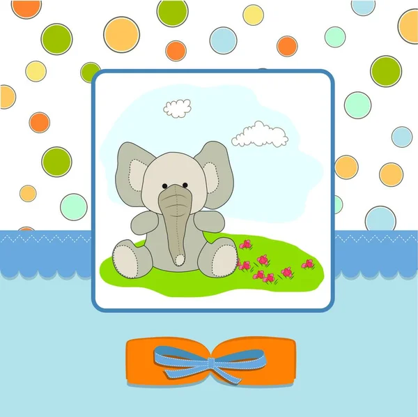 New Baby Card Elephant Vector Illustration — Stock Vector