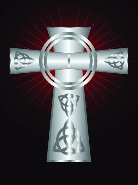 Ornate Celtic Silver Cross — Stock Vector