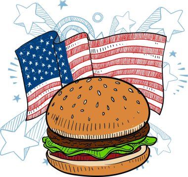 Amerikan hamburger vektör illüstrasyonu