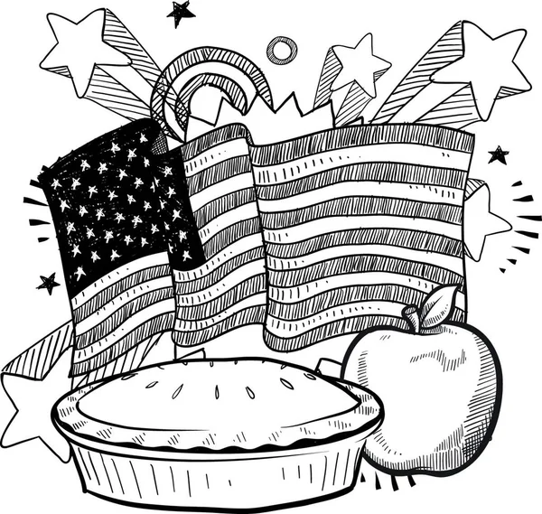 Amerikan Elmalı Turta Çizimi — Stok Vektör