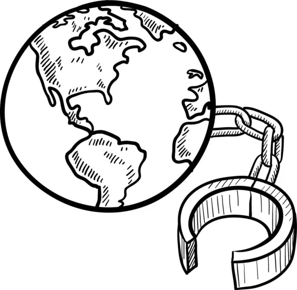Globální Náčrt Vektoru Koule Řetězu — Stockový vektor