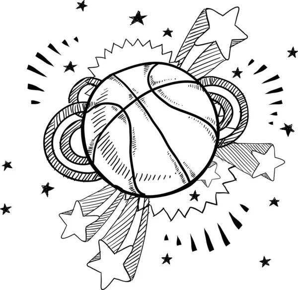 Эскиз Баскетбольного Волнения Векторная Иллюстрация — стоковый вектор