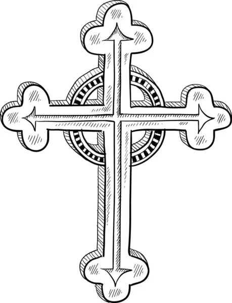 Esboço Crucifixo Ornamentado Ilustração Vetorial —  Vetores de Stock
