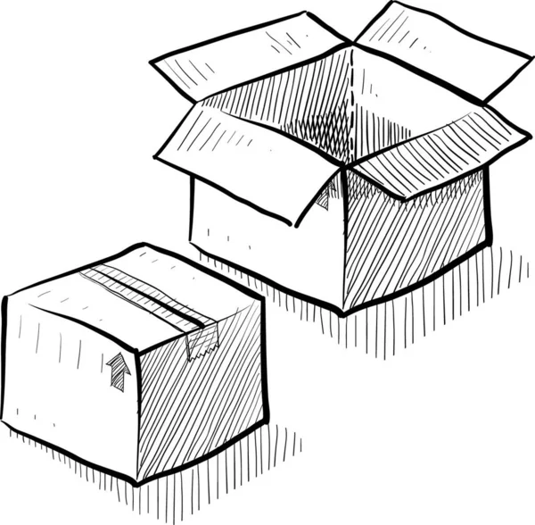 Bosquejo Caja Cartón Ilustración Vectorial — Vector de stock