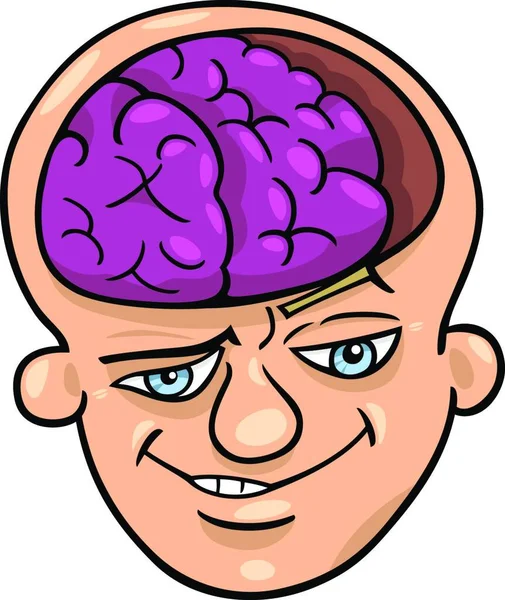Brainy Man Cartoon Vector Illustration — Stock Vector