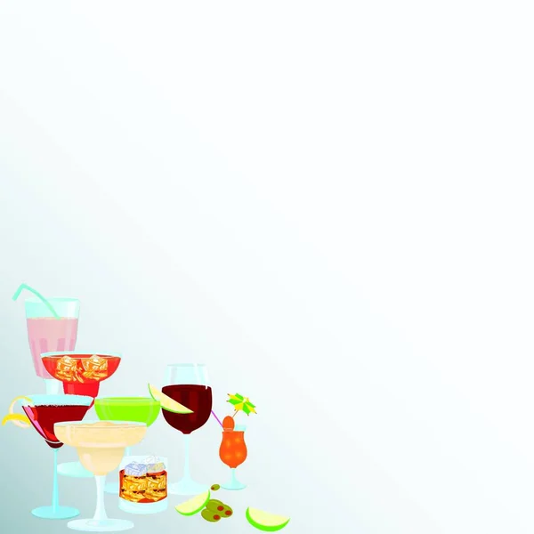 Corner Cosmo Cocktail Σύνορα Απλή Διανυσματική Απεικόνιση — Διανυσματικό Αρχείο