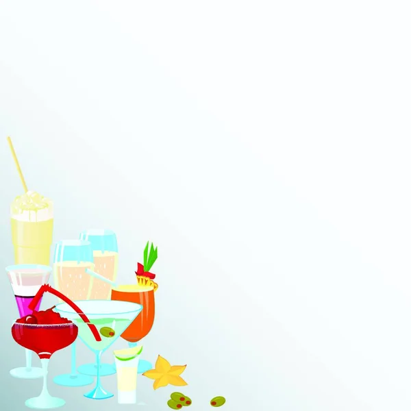 Corner Martini Cocktailränder Vektorillustration — Stockvektor