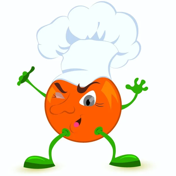 Personaggio Cartone Animato Arancione Cappello Chef — Vettoriale Stock