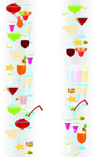 Bordures Verticales Cocktail Illustration Vectorielle Simple — Image vectorielle