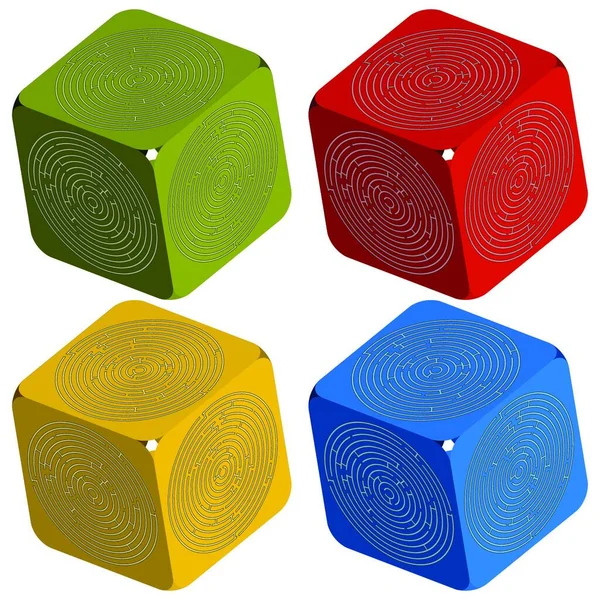 Digital Illustration Geometric Cubes Different Bricks Blocks — Stock Vector