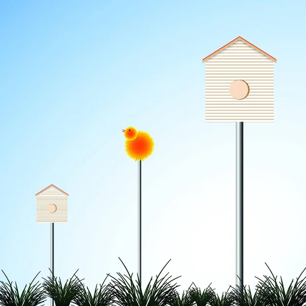 Vogel Huizen Moderne Vector Illustratie — Stockvector