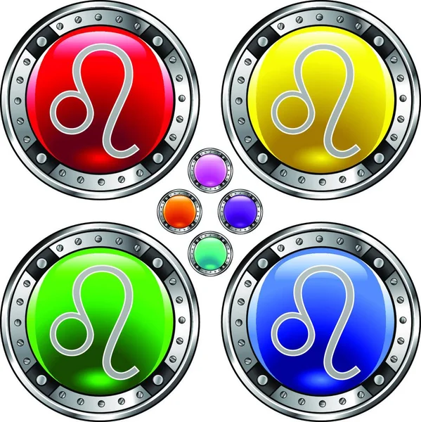Leo Renkli Düğmeler Vektör Çizimi — Stok Vektör
