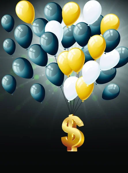 Dollars Floating Balloons Colorful Vector Illustration — Stock Vector