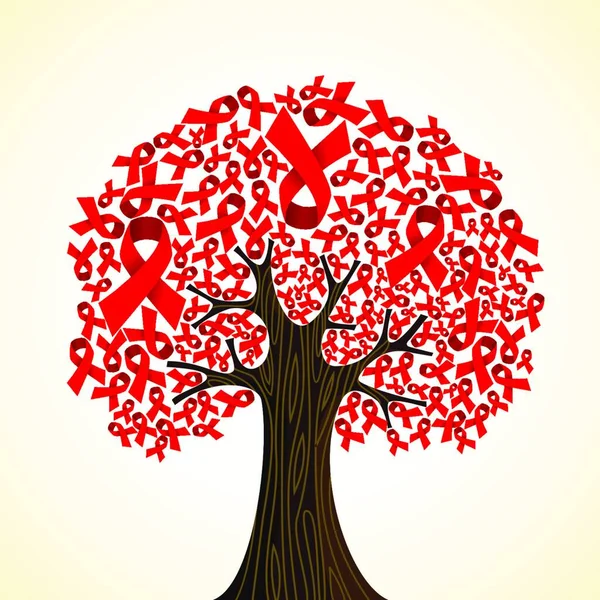 Aids Band Träd Färgglada Vektor Illustration — Stock vektor