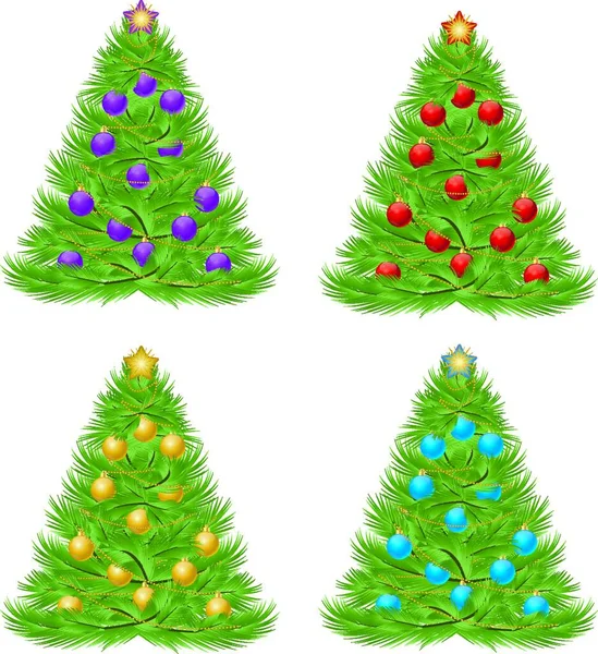 クリスマスツリー カラフルなベクトルイラスト — ストックベクタ