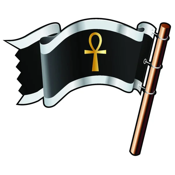 Ankh Bandera Pirata Vector Colorido Ilustración — Vector de stock