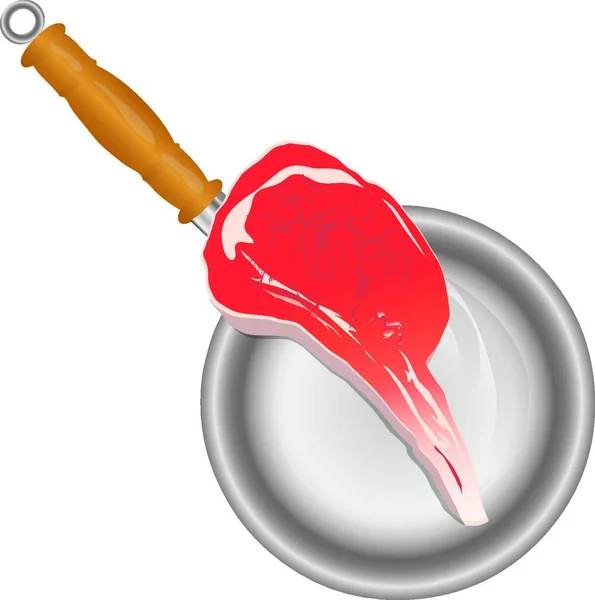 Meat Pan Modern Vector Illustration — Stock Vector