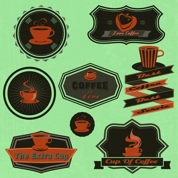 Кофе Этикетки Значки Ретро Винтажный Стиль Коллекции — стоковый вектор