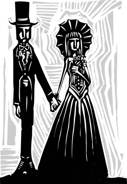 Gotyckie Małżeństwo Ilustracja Wektora Graficznego — Wektor stockowy