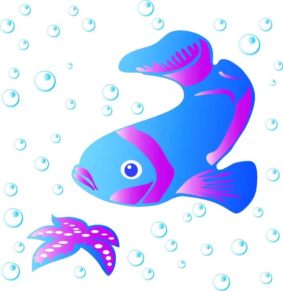 Fish Starfish Colorful Vector Illustration — Stock Vector