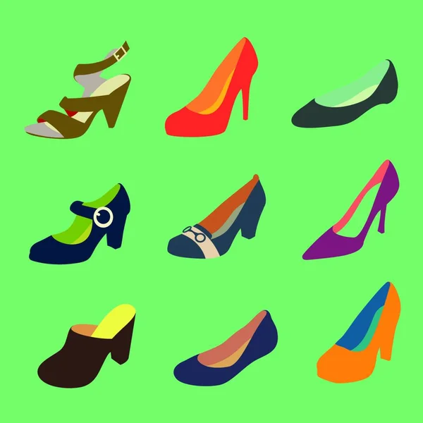 Women Shoes Collection Part Graphic Vector Illustration — Image vectorielle