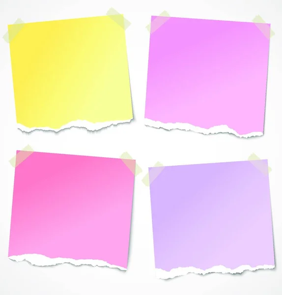 Kleurrijke Gescheurd Papier Stickers Notities Herinneringen — Stockvector