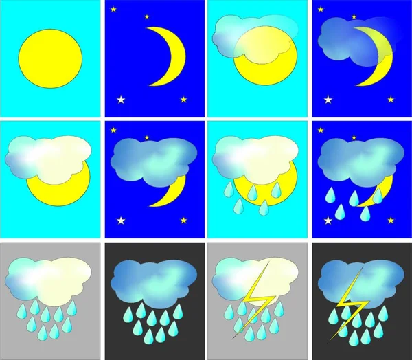 Weather Icons Vector Illustration — Stock Vector