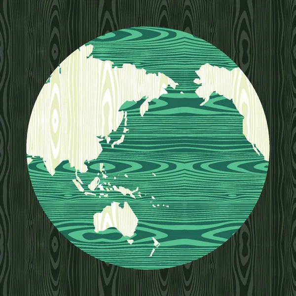 Concept Forme Monde Bois — Image vectorielle