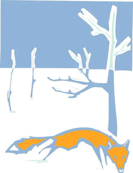 Illustration Winter Fox — Stock Vector