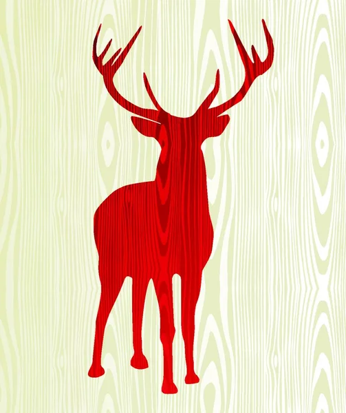 Christmas Wooden Reindeer Silhouette — Stock Vector