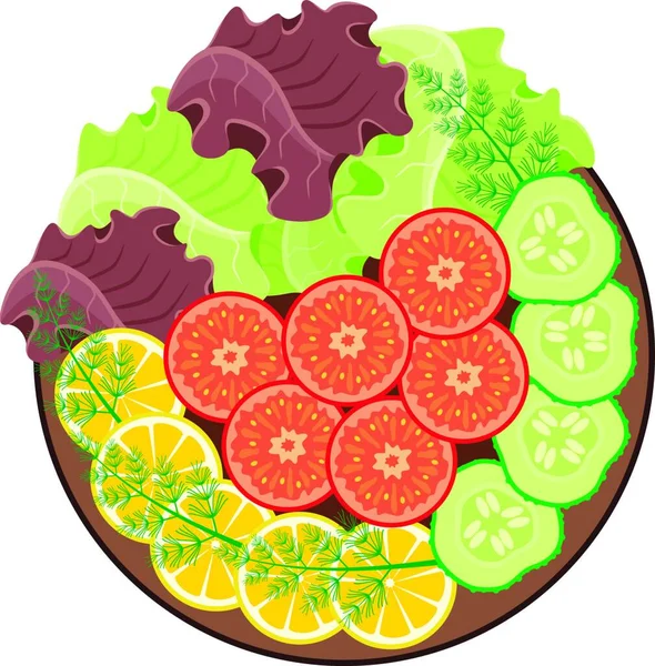 Illustration Plate Vegetables — Stock Vector