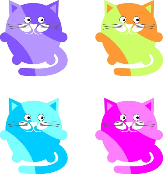 Ilustracja Wektorowa Koty Kreskówka — Wektor stockowy