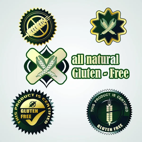 Collezione Etichette Alimentari Senza Glutine — Vettoriale Stock