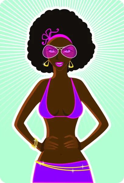 Mujer Gafas Sol Vector Ilustración — Vector de stock
