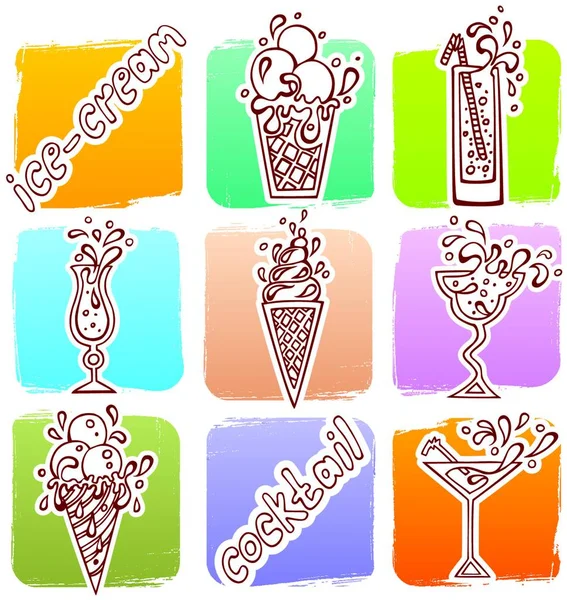 Cocktails Symbole Vektor Illustration — Stockvektor