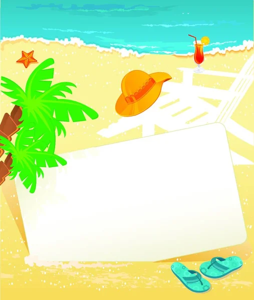 Bandeira Tropical Verão Ilustração Vetorial Colorida —  Vetores de Stock