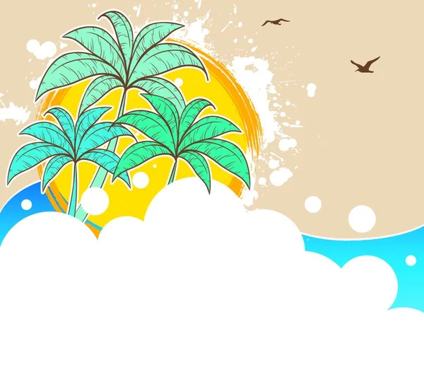 Ilustración Bandera Tropical Verano — Vector de stock