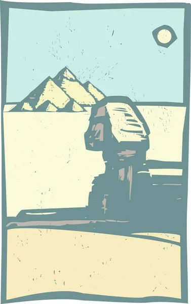 Egyptian Sphinx Close Graphic Vector Illustration — Stock Vector