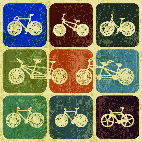 Grunge Efektli Pankart Vintage Bisikletleri — Stok Vektör