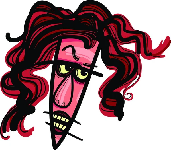 怒りの女性のカリカチュアベクトルイラストシンプルなデザイン — ストックベクタ