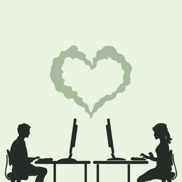 Εικονική Αγάπη Διανυσματική Απεικόνιση Απλό Σχέδιο — Διανυσματικό Αρχείο