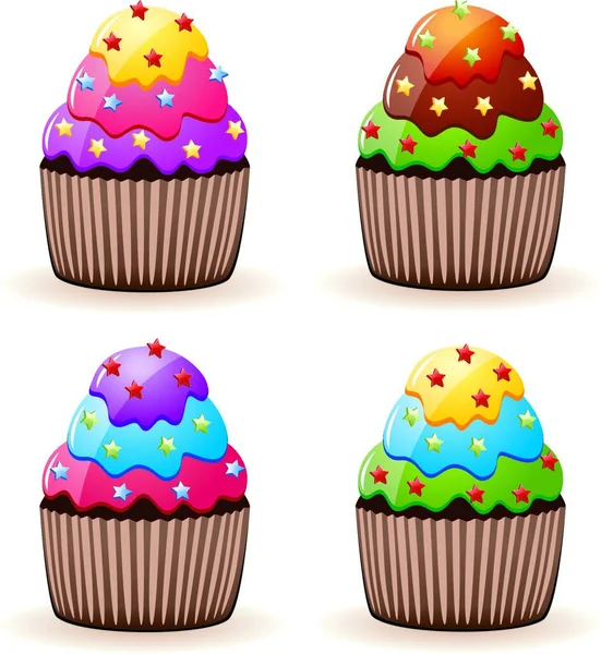 Vektor Cupcakes Illustration Einfaches Design — Stockvektor