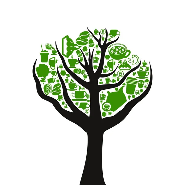 Alimentos Árbol Ilustración Vectorial Diseño Simple — Vector de stock