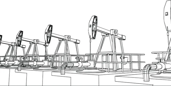 Pompa Dell Olio Lavoro Illustrazione Vettoriale Design Semplice — Vettoriale Stock