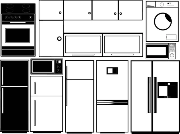 Kitchen Electronics Set Vector Illustration Simple Design — Stock Vector